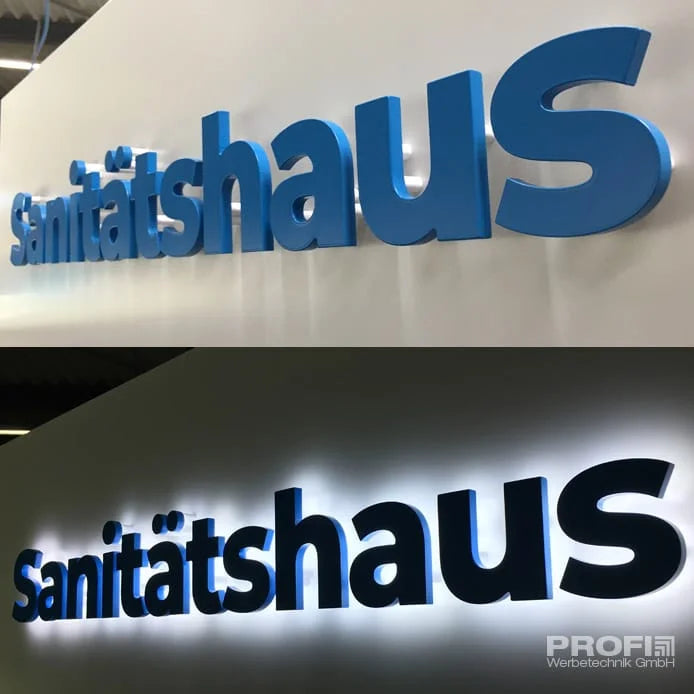 Led Leuchtbuchstaben Rückleuchter für Sanitätshaus, zur Wandmontage im Innenbereich Led Leuchtbuchstaben Rückleuchter für Sanitätshaus, zur Wandmontage im Innenbereich