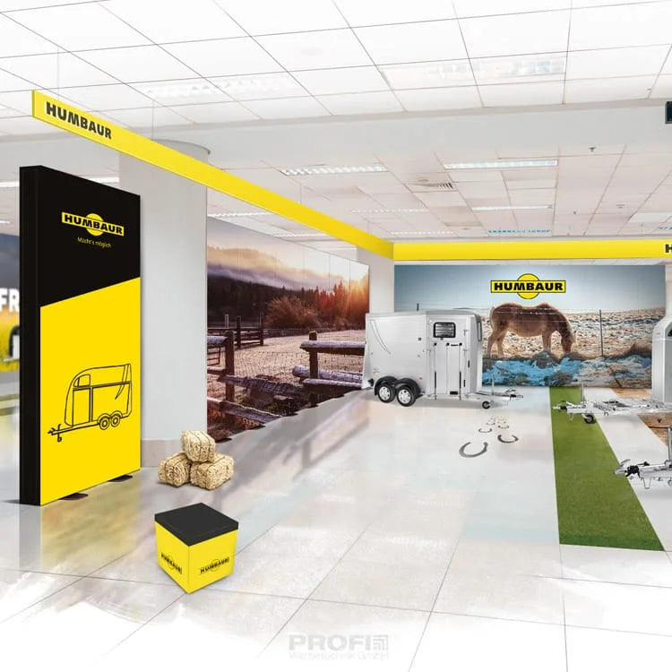 Messestand Konzeption - Leuchtspannrahmen mit Druck